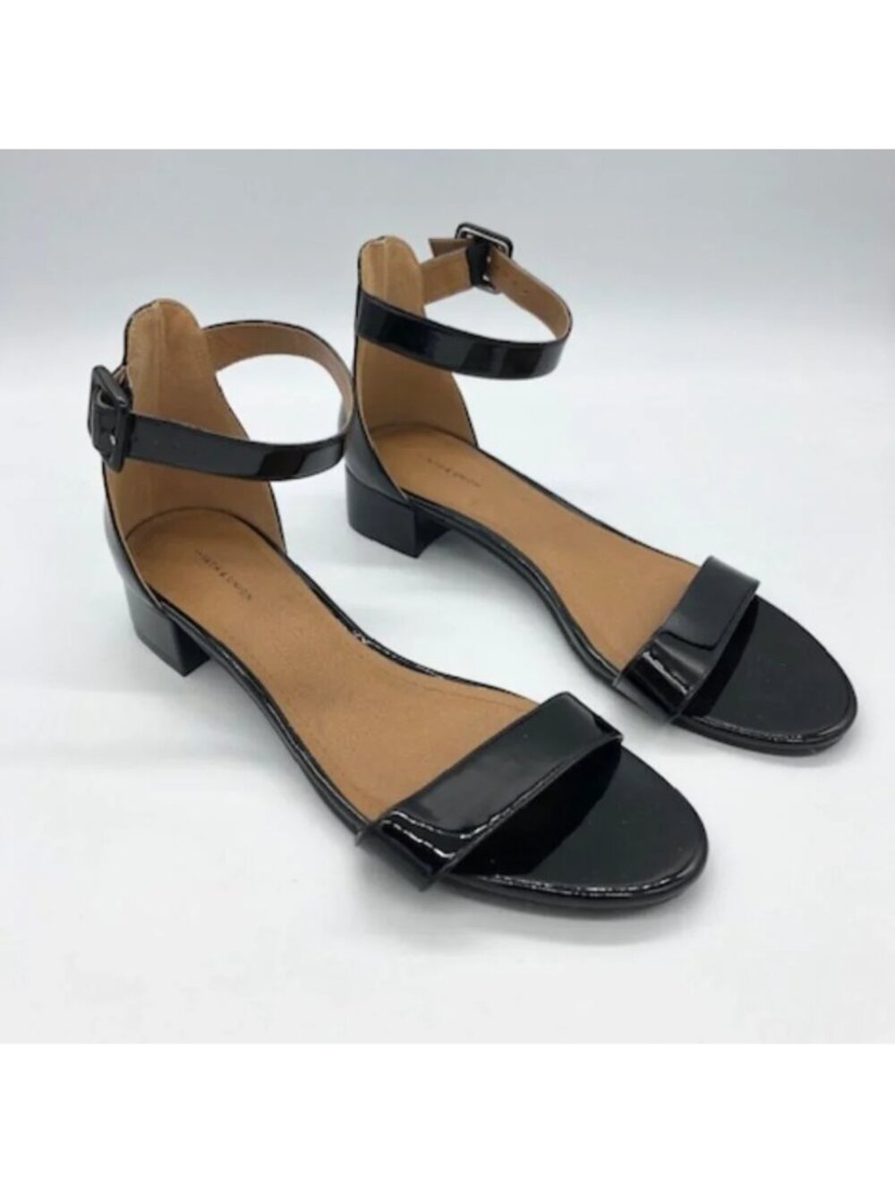 14th & Union Black Ankle Strap Block Heel Sandals Women’s 9.5M